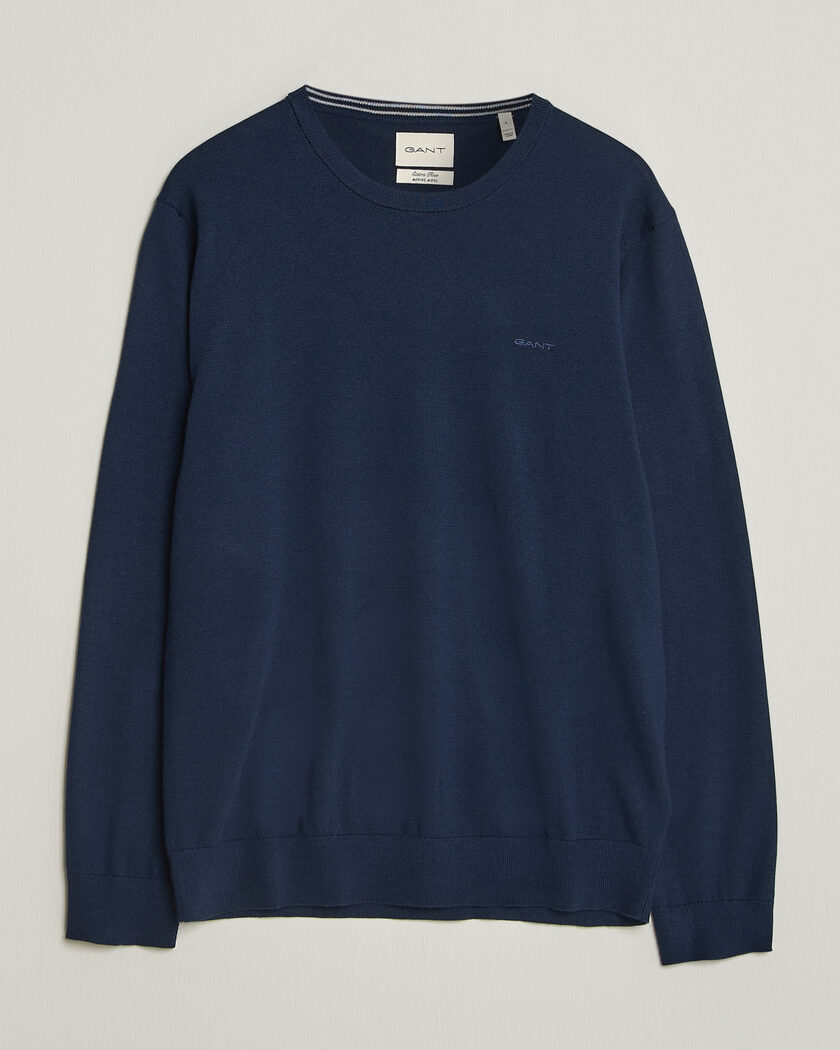 Gant Extrafine Merino Knitted Crew Neck Marine – Blau