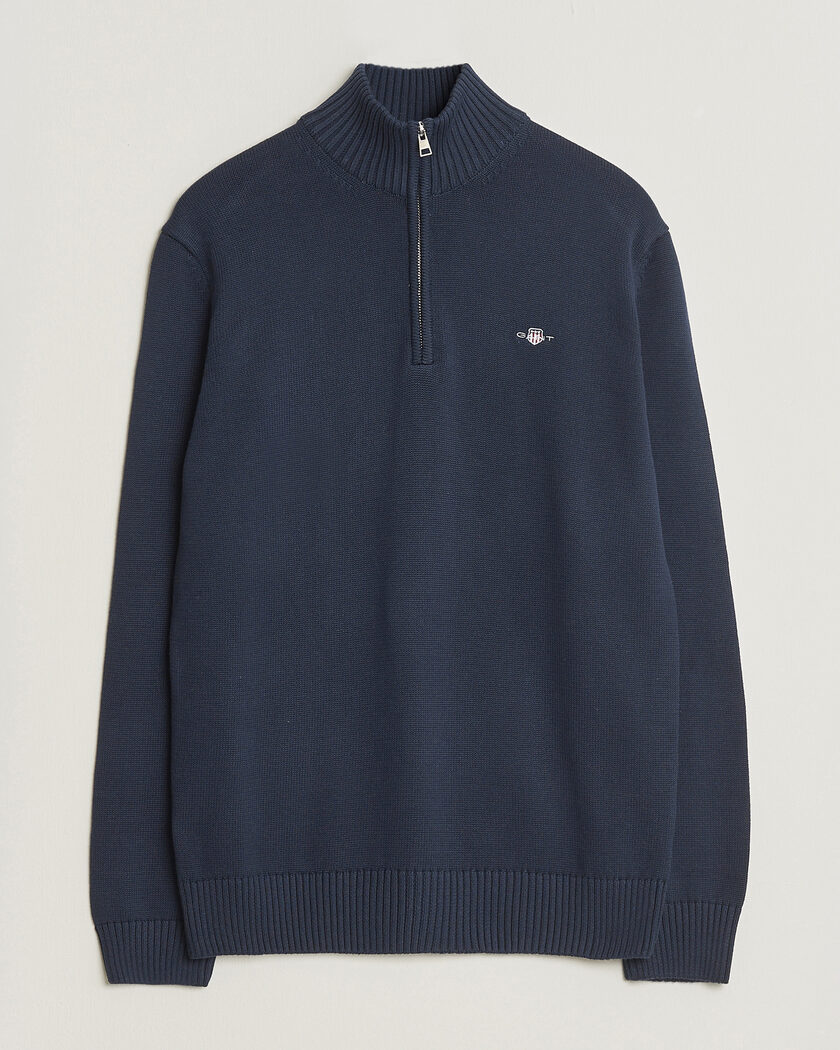 Gant Casual Cotton Knitted Half Zip Evening Blue – Blau