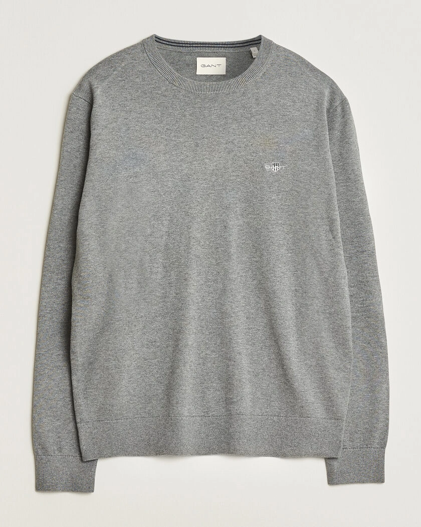 Gant Classic Cotton Crew Neck Dark Grey Melange – Grau