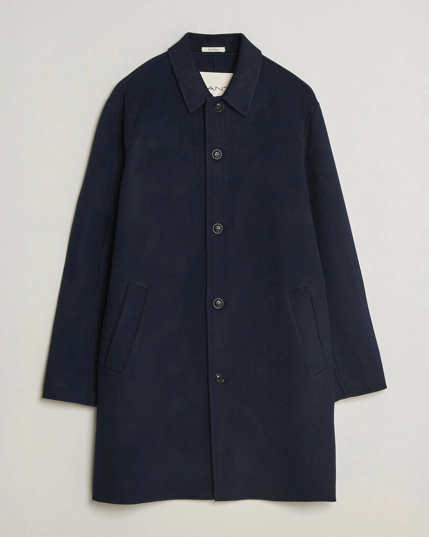Gant Handstitched Wool/Cashmere Top Coat Evening Blue – Blau