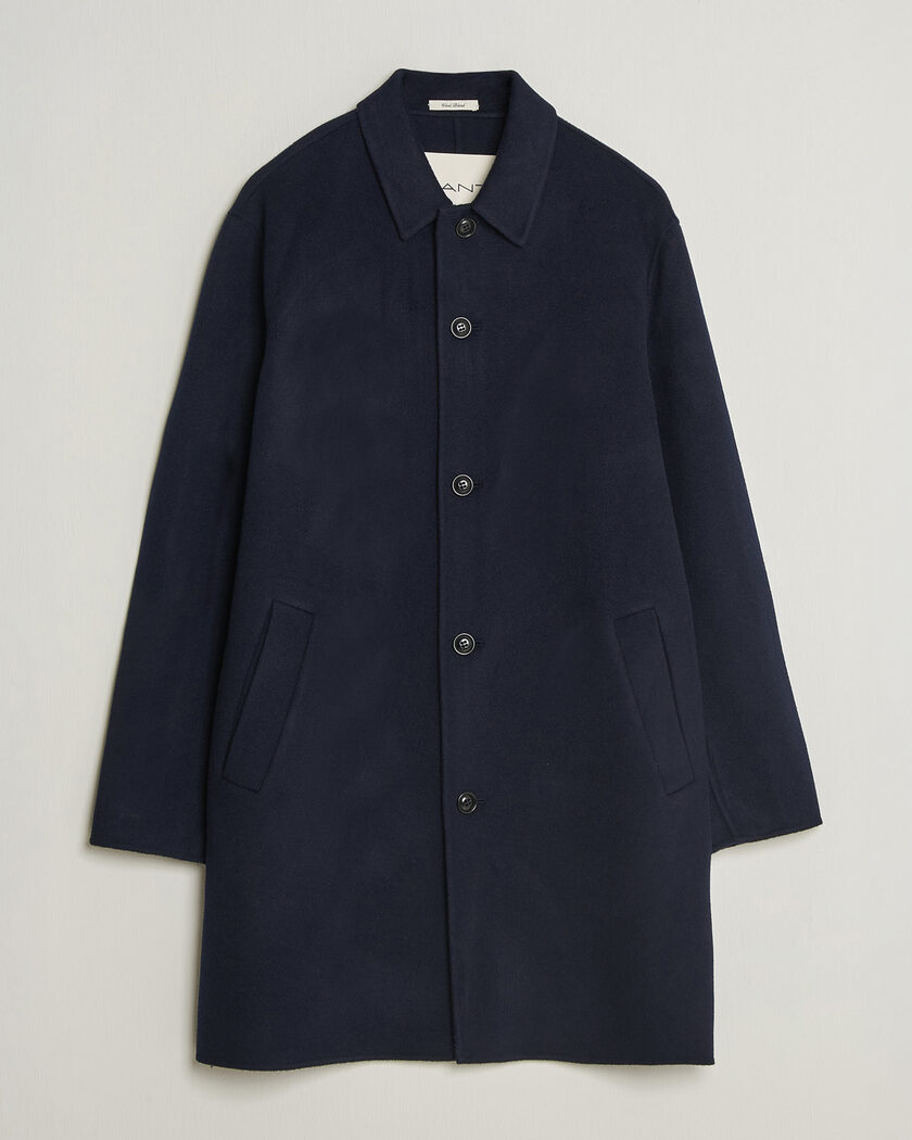Gant Handstitched Wool/Cashmere Top Coat Evening Blue – Blau