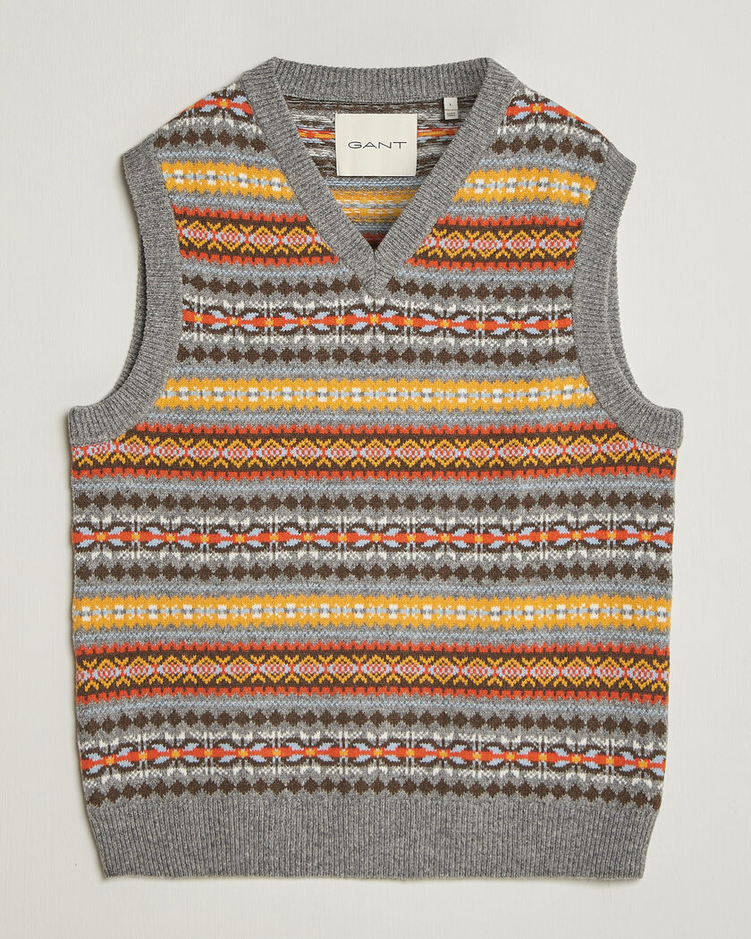 Gant Wool Knitted Fairisle Vest Multi – Mehrfarbig