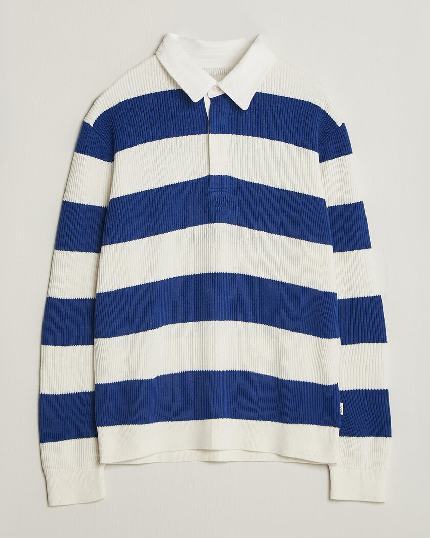 Gant Cotton/Merino Knitted Striped Rugger Cream – Weiß