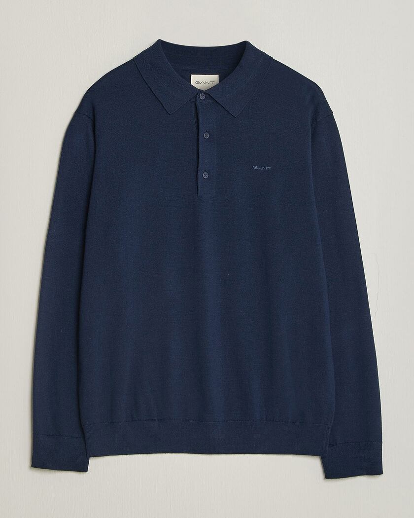 Gant Extrafine Merino Knitted Polo Marine – Blau