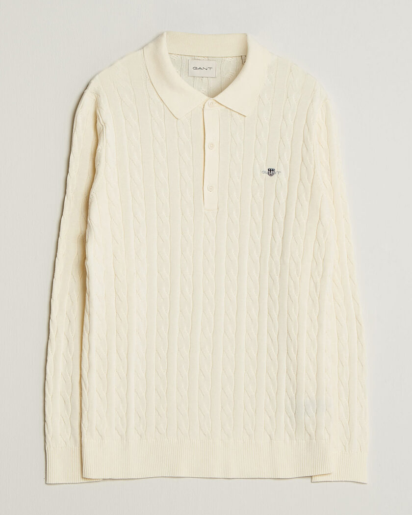 Gant Cotton Cable Polo Cream – Weiß
