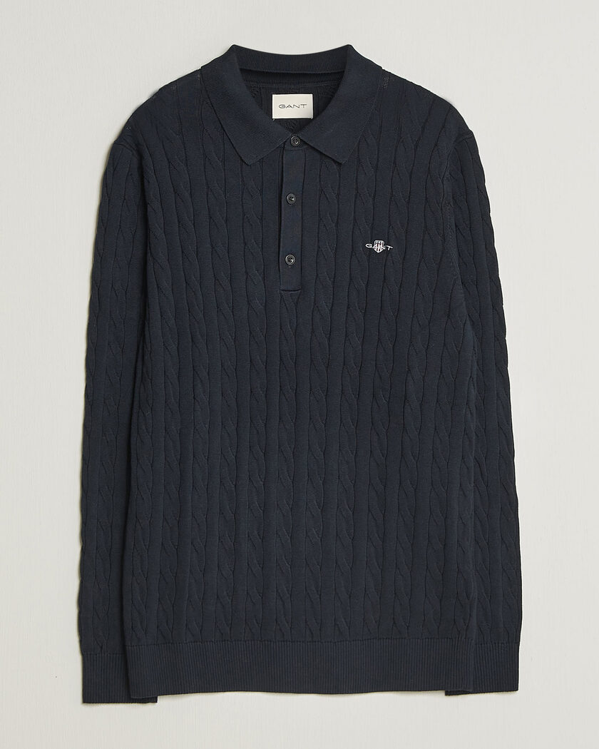 Gant Cotton Cable Polo Evening Blue – Blau