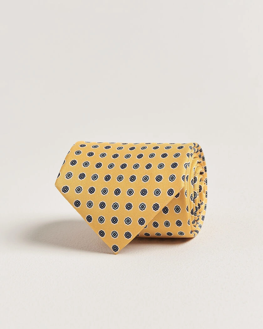 E. Marinella 3-Fold Printed Silk Tie Yellow – Gelb