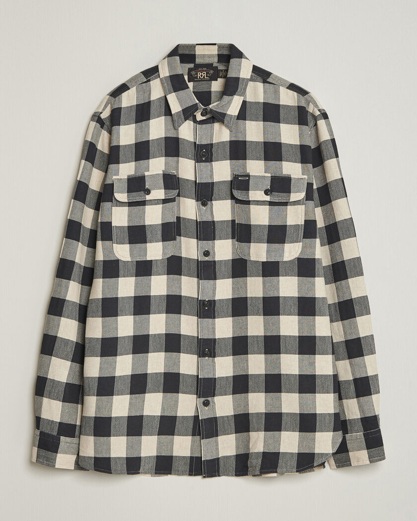 RRL Matlock Plaid Shirt Black/Cream – Schwarz