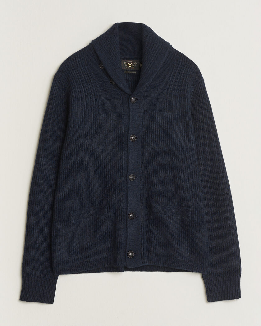 RRL Cashmere Shawl Collar Cardigan Navy – Blau