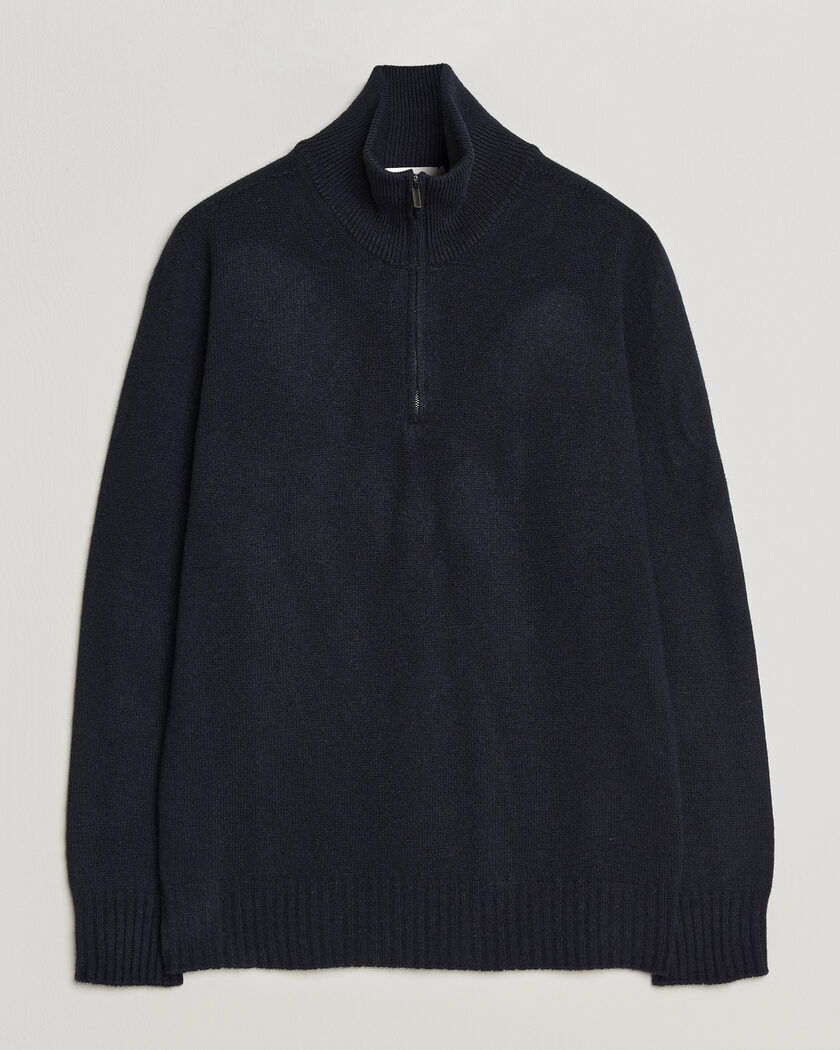 Altea Wool/Cashmere Half Zip Navy – Blau