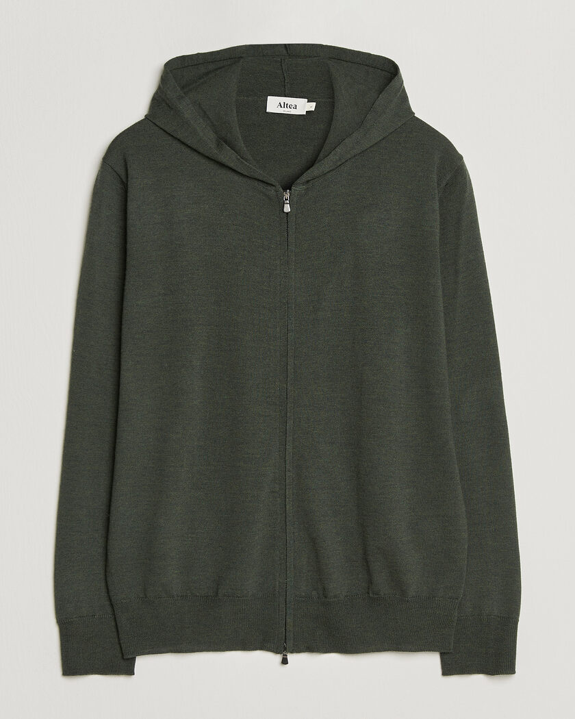 Altea Merino Wool Cardigan Dark Military – Grün