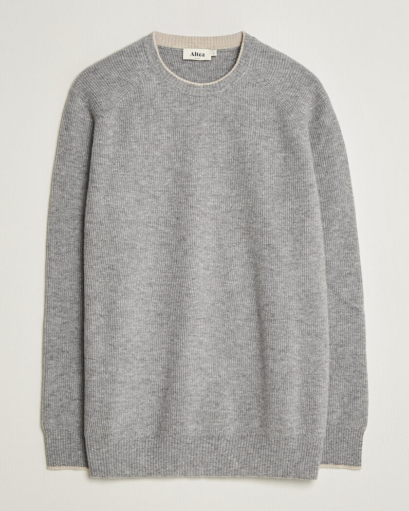 Altea Rib Wool Raglan Sweater Light Grey – Grau