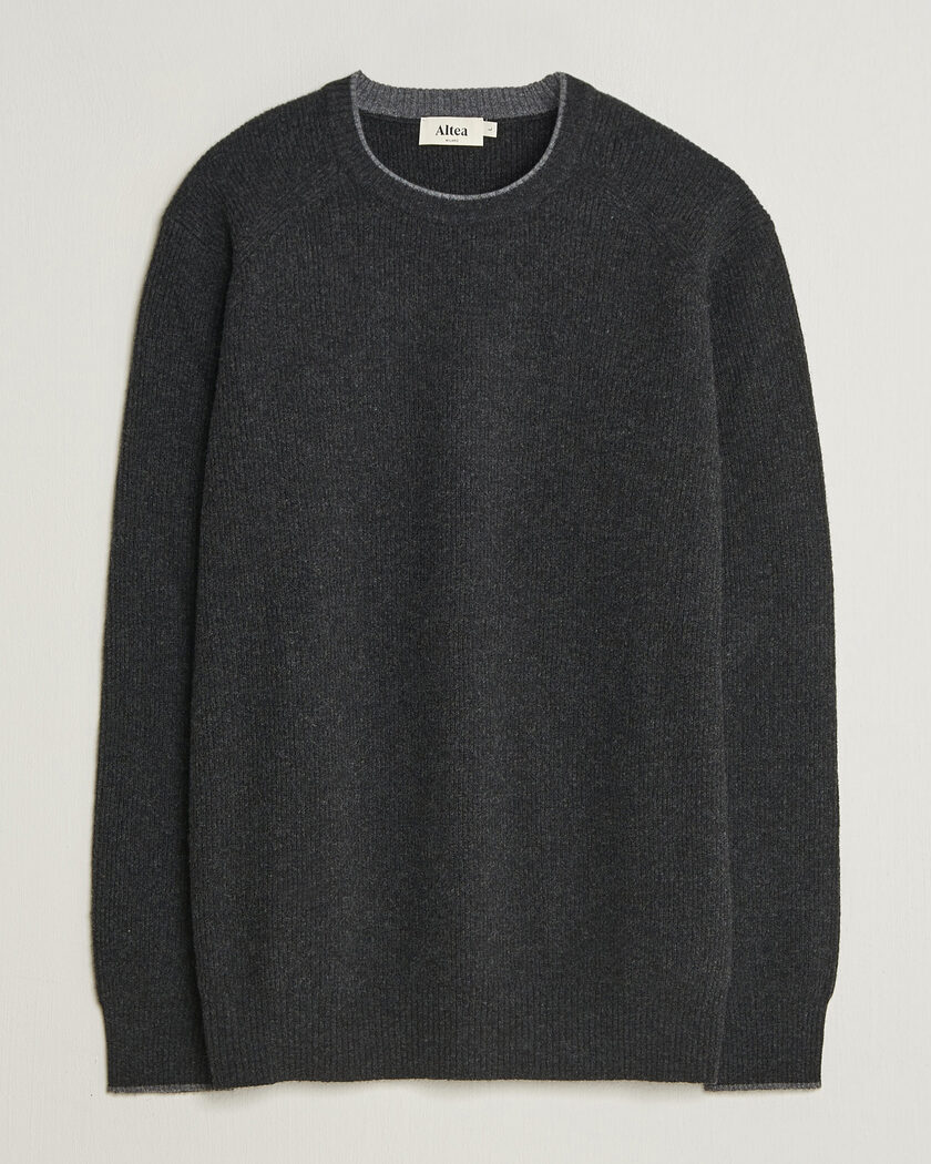 Altea Rib Wool Raglan Sweater Charcoal – Grau