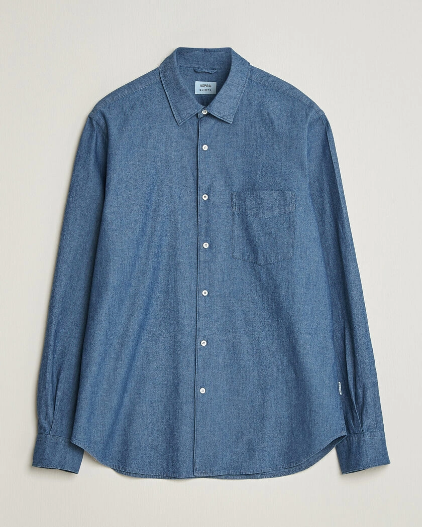 Aspesi Chambray Shirt Blue Denim – Blau