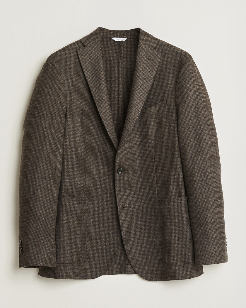 Boglioli K Jacket Wool Houndstooth Blazer Dark Brown – Braun