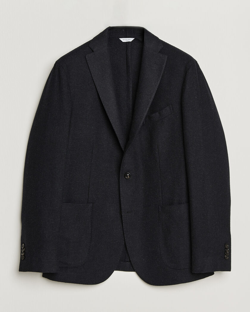 Boglioli K Jacket Wool Houndstooth Blazer Navy – Blau