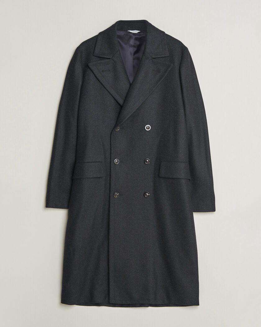 Boglioli Double Breasted Wool Coat Navy – Blau