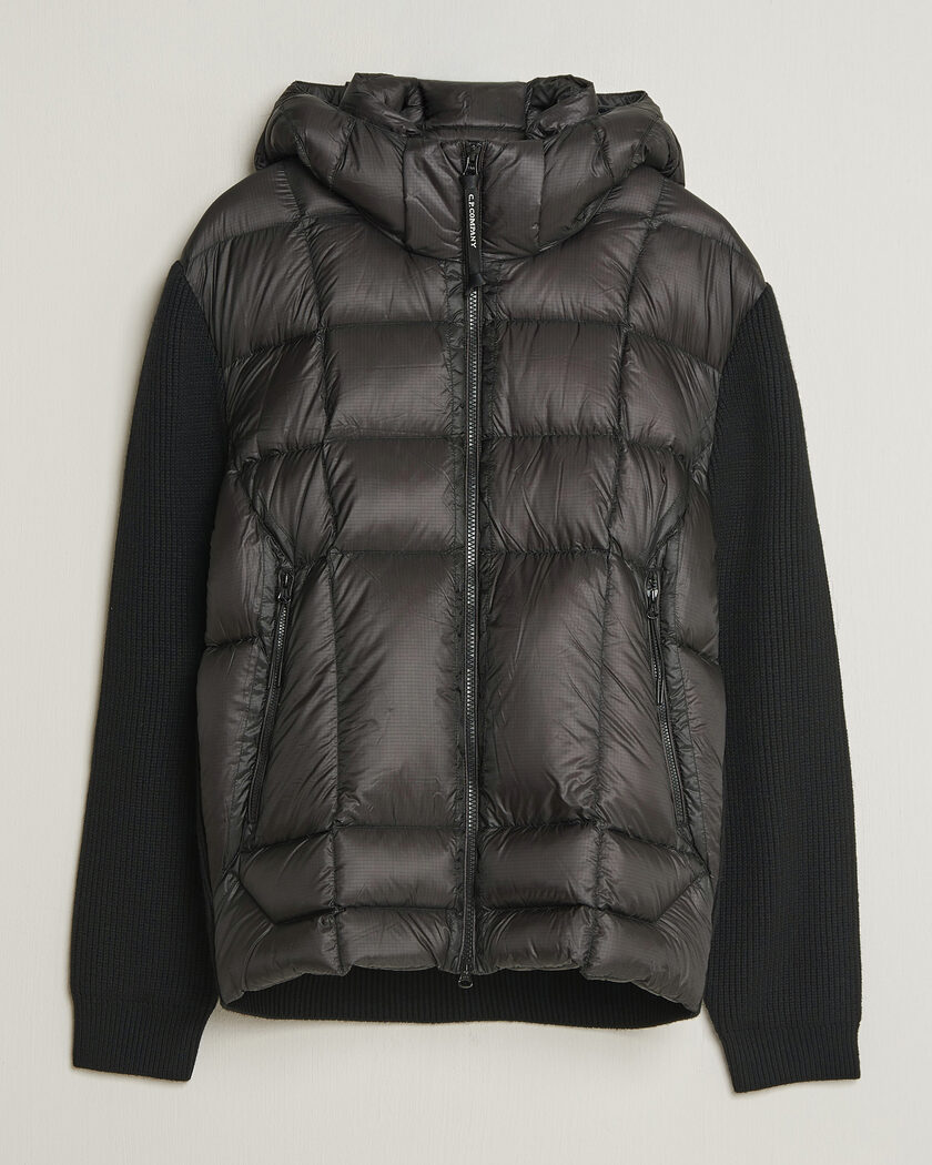 C.P. Company Merino Wool Padded Hybrid Hood Jacket Black – Schwarz