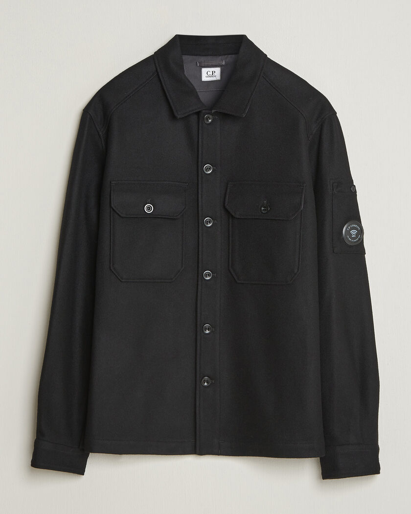 C.P. Company Felted Wool Overshirt Black – Schwarz
