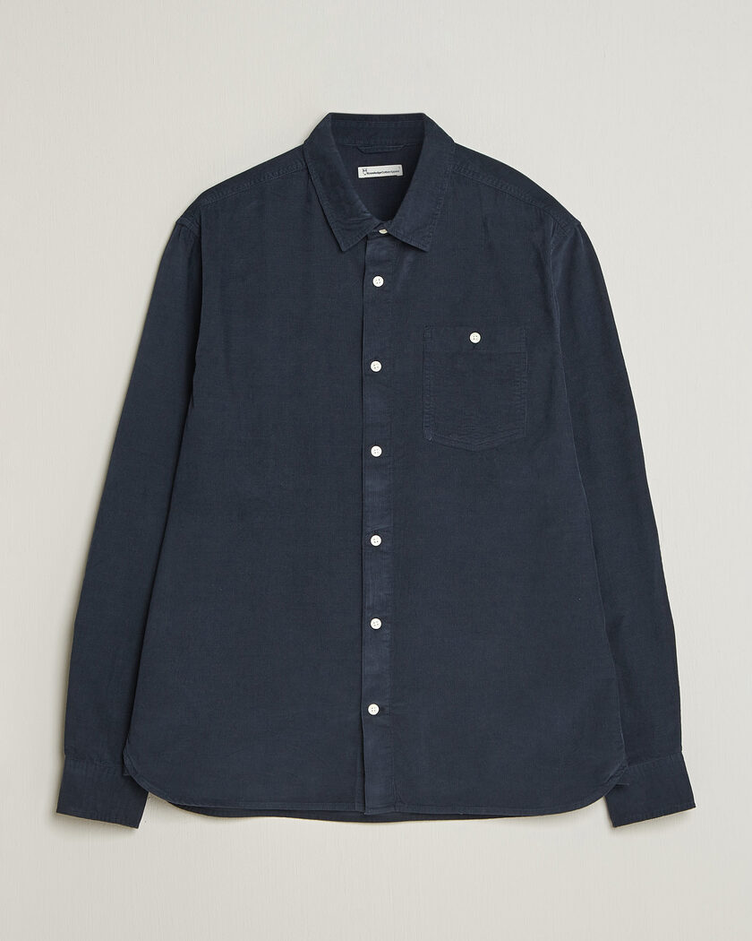 KnowledgeCotton Apparel Regular Fit Cord Shirt Night Sky – Blau