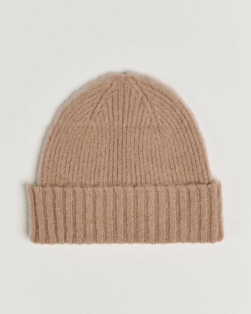 Robert Mackie Rona Ribbed Shaggy Lambswool Beanie Camel – Braun