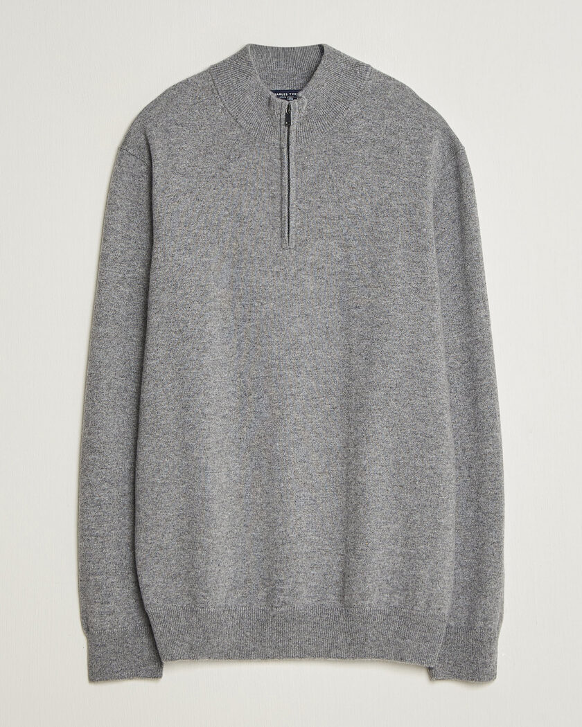 Charles Tyrwhitt Pure Cashmere Zip Neck Jumper Grey – Grau