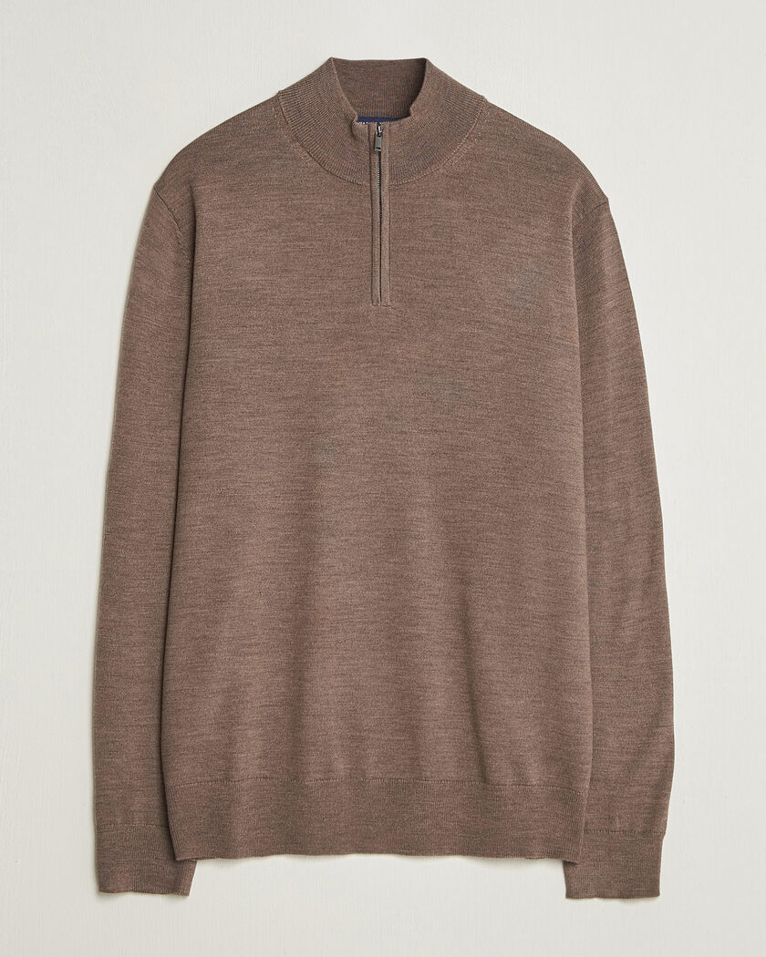 Charles Tyrwhitt Pure Merino Zip Neck Jumper Mocha – Braun