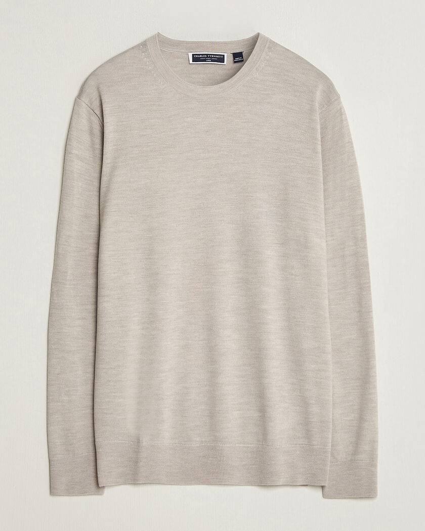 Charles Tyrwhitt Pure Merino Crew Neck Jumper Limestone – Beige