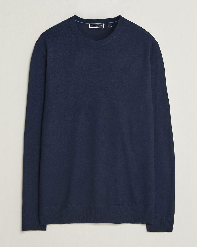 Charles Tyrwhitt Pure Merino Crew Neck Jumper Navy – Blau