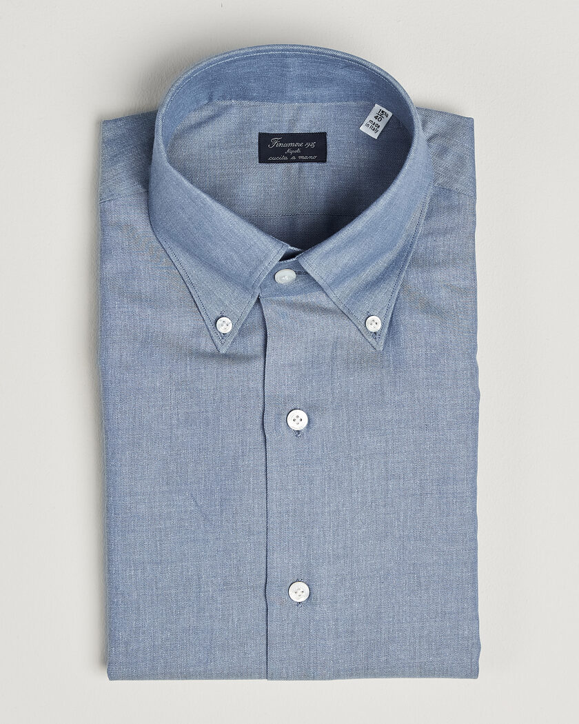 Finamore Napoli Milano Slim Cashmere BD Shirt Light Blue – Blau