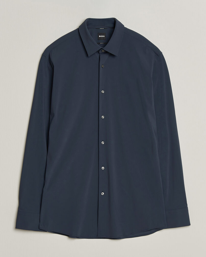 BOSS BLACK Hank 4-Way Stretch Shirt Dark Blue – Blau
