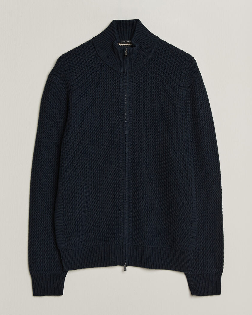 BOSS BLACK Fiocco Wool/Cashmere Full Zip Dark Blue – Blau