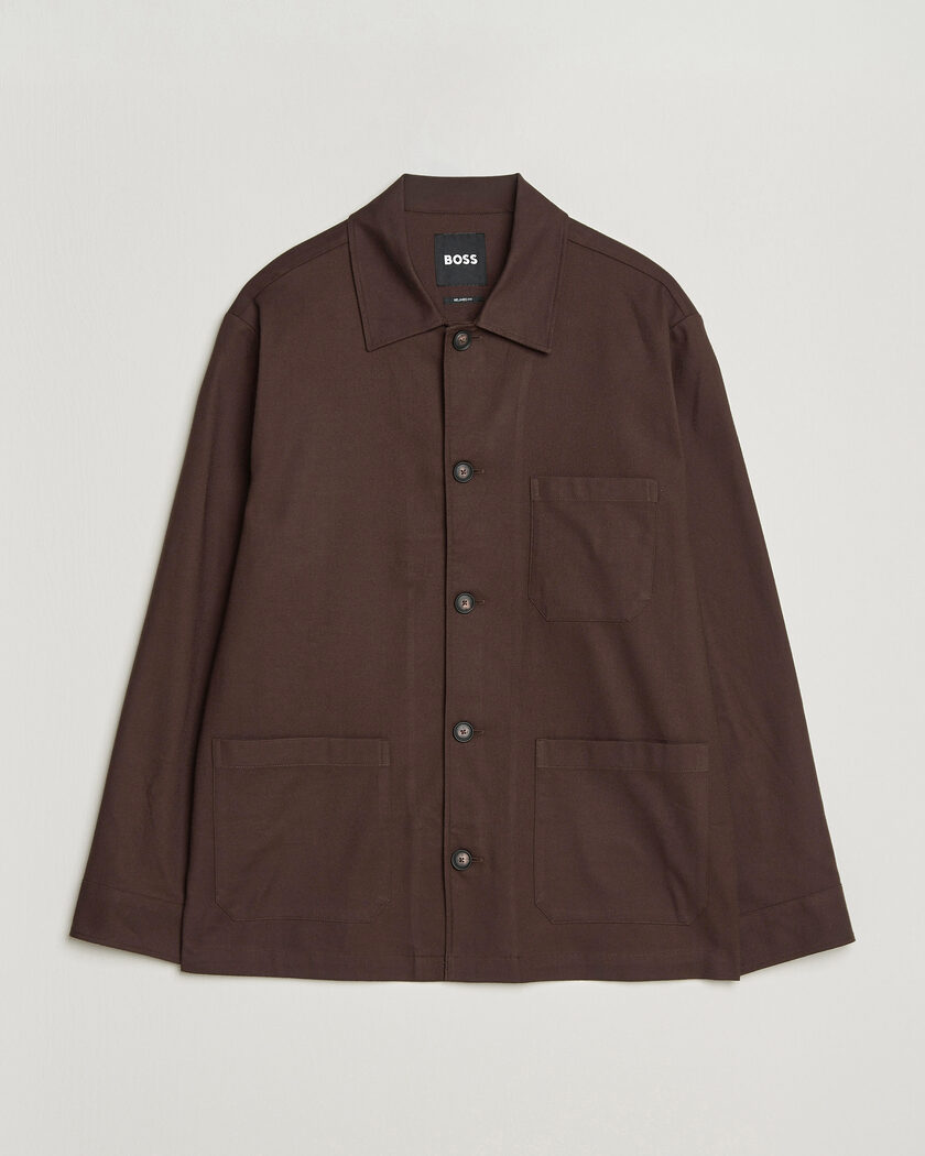 BOSS BLACK Cai Cotton Overshirt Dark Brown – Braun