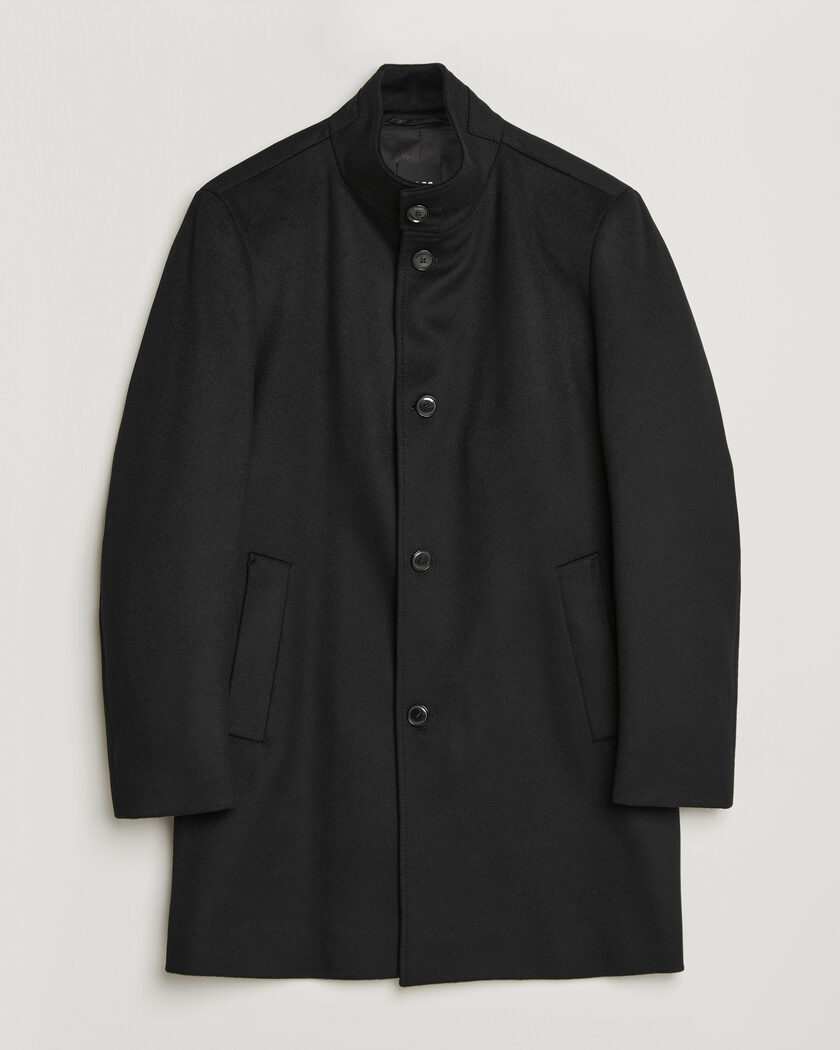 BOSS BLACK Hyde Wool Stand Up Collar Coat Black – Schwarz