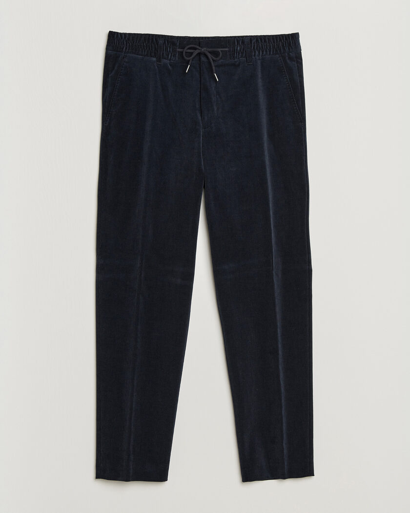 BOSS BLACK Perin Corduroy Drawstring Trousers Dark Blue – Blau