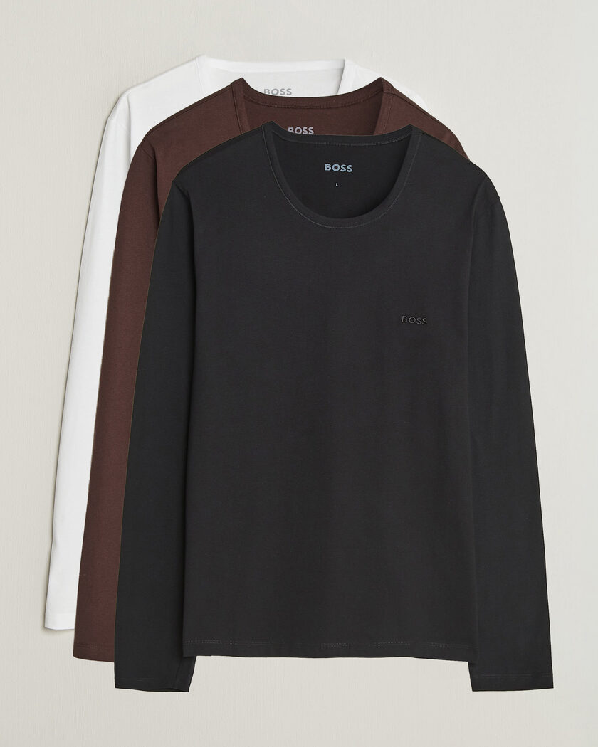 BOSS BLACK 3-Pack Long Sleeve T-Shirt White/Black/Brown – Mehrfarbig