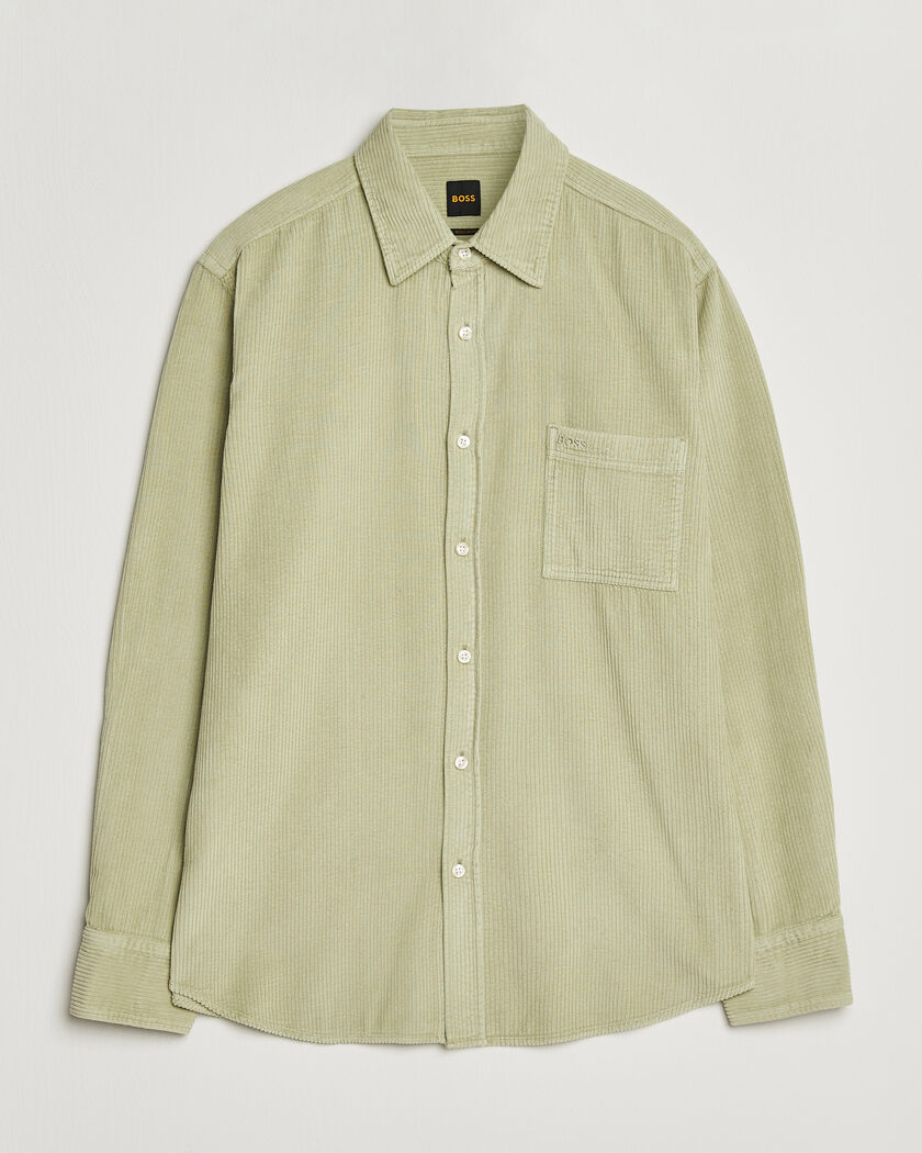BOSS ORANGE Relegant Corduroy Shirt Open Green – Grün