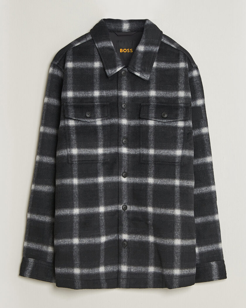 BOSS ORANGE Losky Flannel Checked Overshirt Black – Schwarz