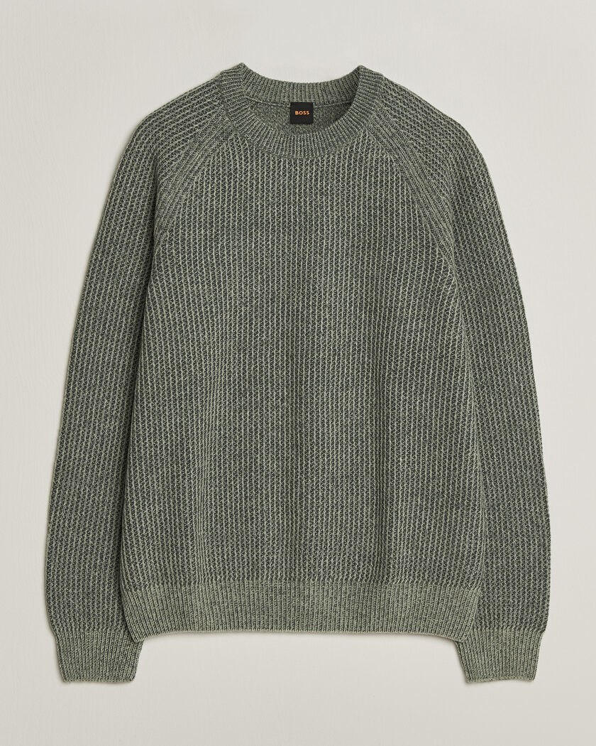 BOSS ORANGE Kepler Wool Knitted Sweater Open Green – Grün
