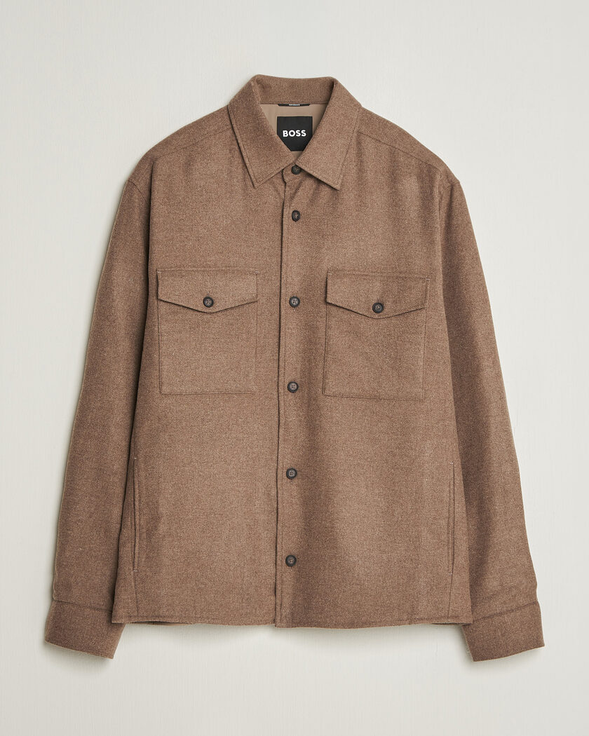 BOSS BLACK Colin Brushed Pocket Overshirt Open Brown – Braun