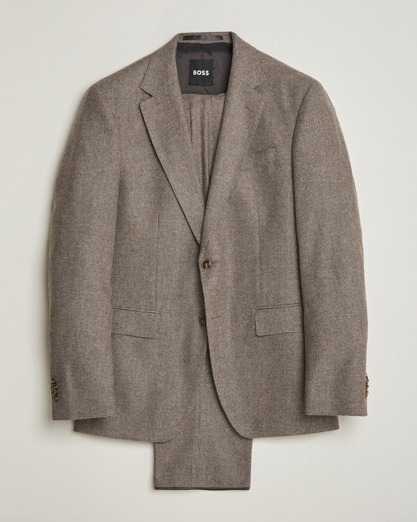BOSS BLACK Huge Wool Pepita Suit Dark Brown – Braun