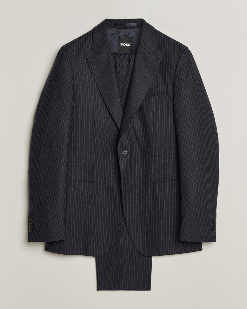 BOSS BLACK Huge Wool Pinstriped Suit Dark Blue – Mehrfarbig