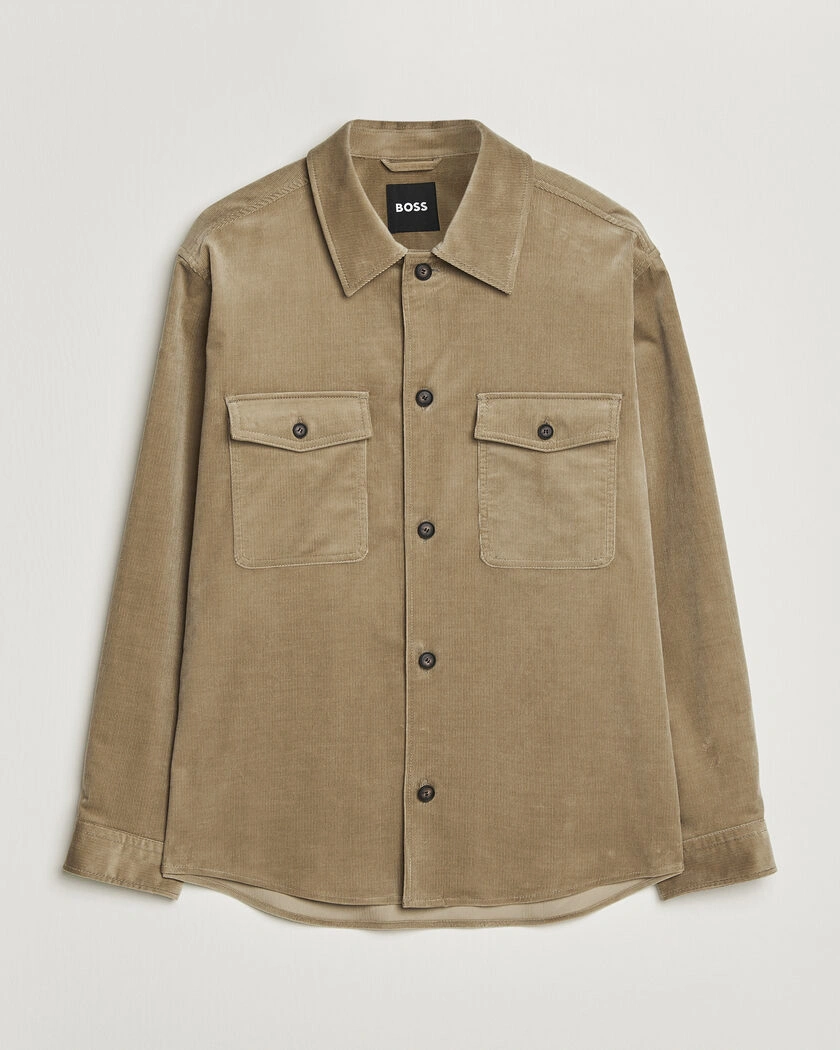 BOSS BLACK Carper Corduroy Overshirt Open Brown – Braun