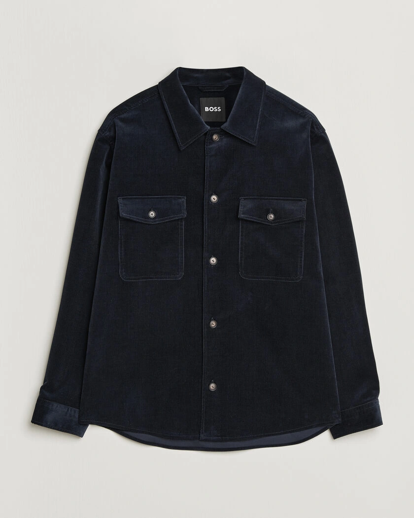 BOSS BLACK Carper Corduroy Overshirt Dark Blue – Blau