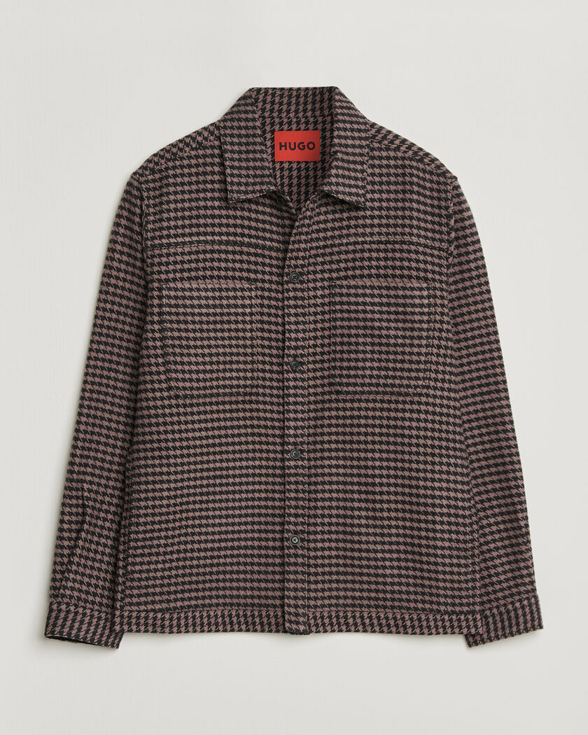 HUGO Eniri Houndstooth Overshirt Copper Brown – Braun