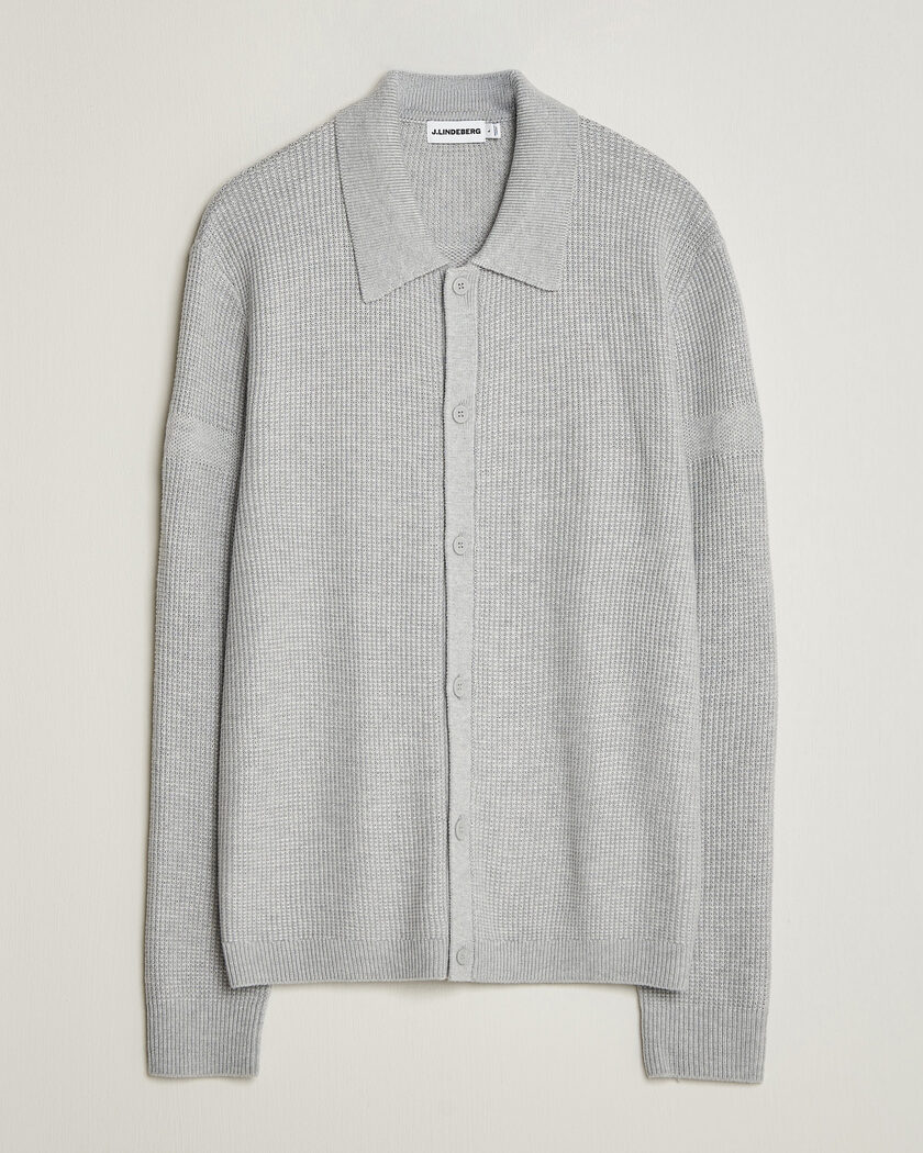 J.Lindeberg Willem Knitted Cardigan Light Grey Melange – Grau