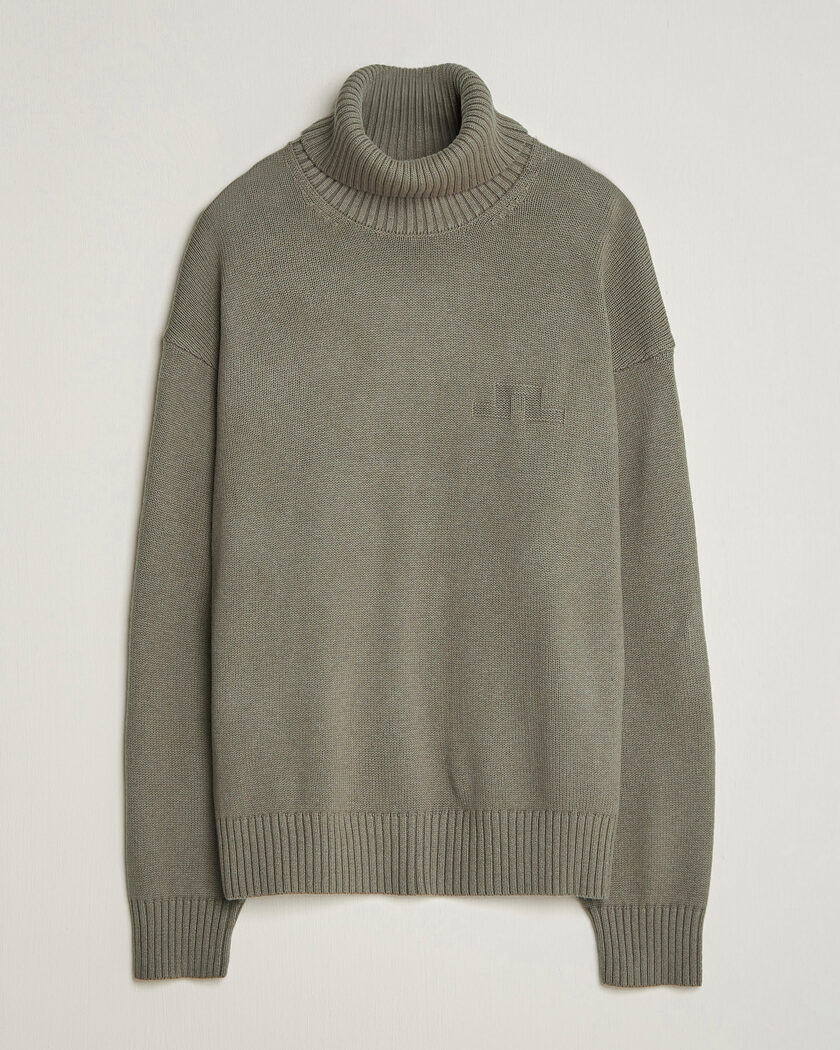 J.Lindeberg Eddy Wool/Cotton Knitted Turtleneck Brindle – Grün