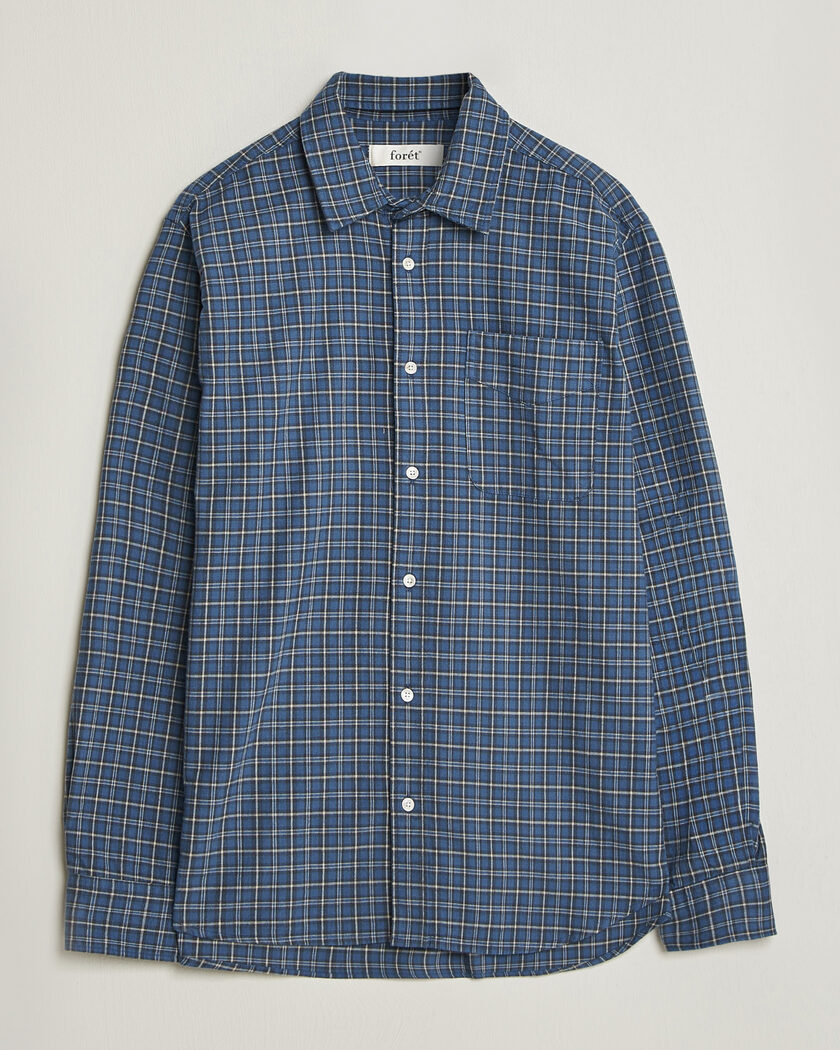 Forét Ridge Flannel Check Shirt Navy – Blau