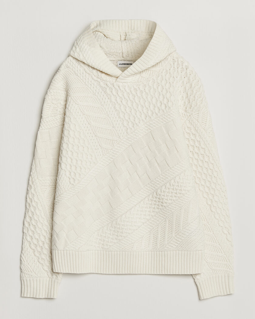  J.Lindeberg Savio Cable Knitted Hoodie Tofu – Weiß