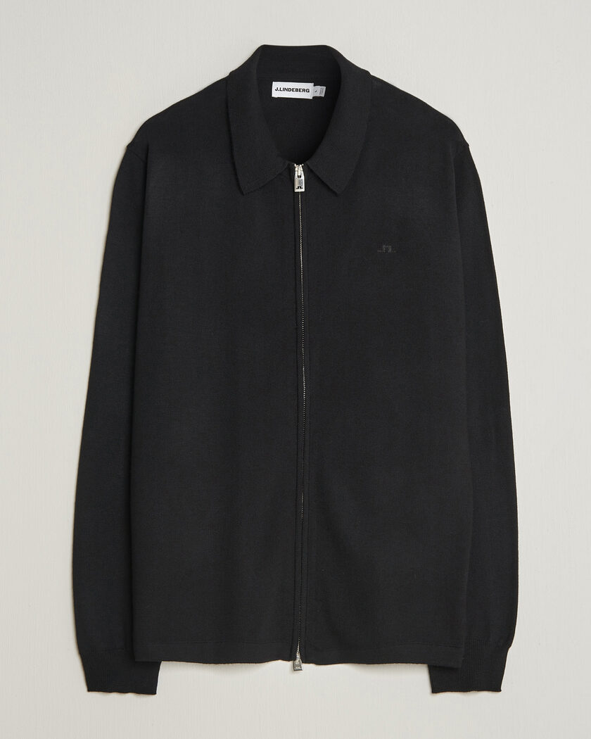 J.Lindeberg Kaleb Merino Full Zip Black – Schwarz